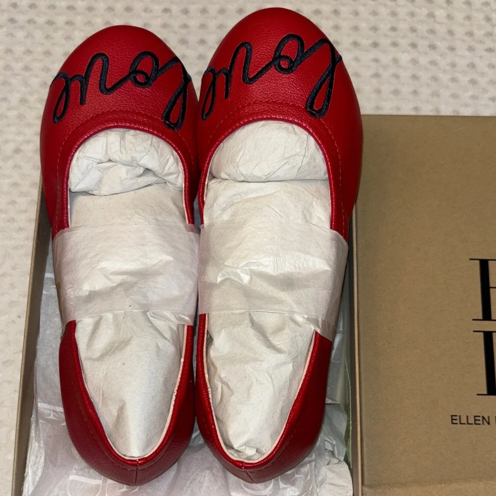 NEW! ED Ellen DeGeneres Langlee Size 13M Red 'Love' Ballet Flats